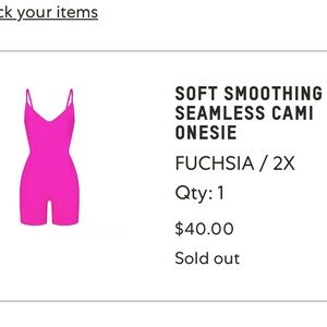 SKIMS soft smoothing seamless cami onesie in fuschia